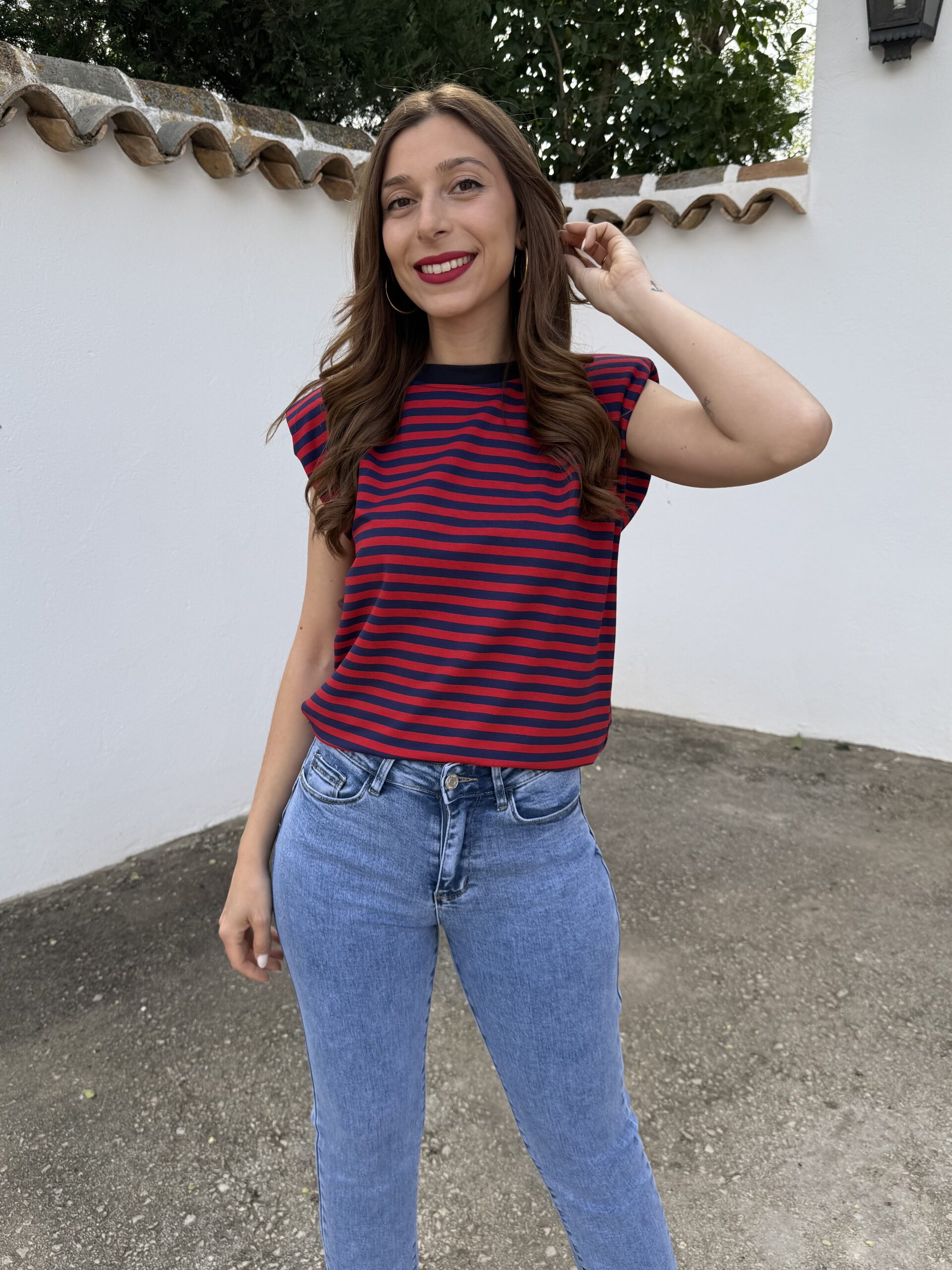 Camiseta Hombreras Rojo/Azul Marino - Imagen 2