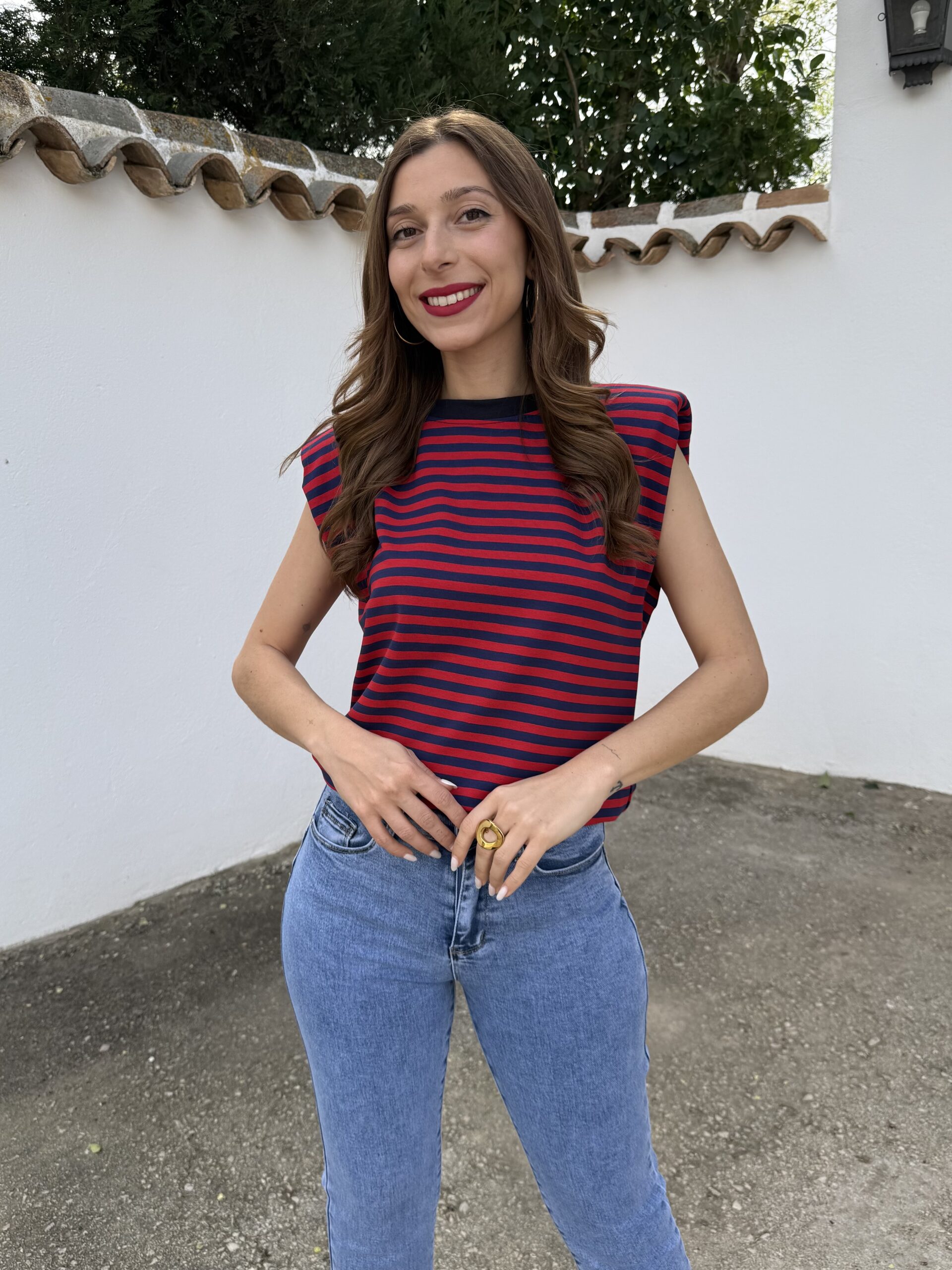 Camiseta Hombreras Rojo/Azul Marino - Imagen 5