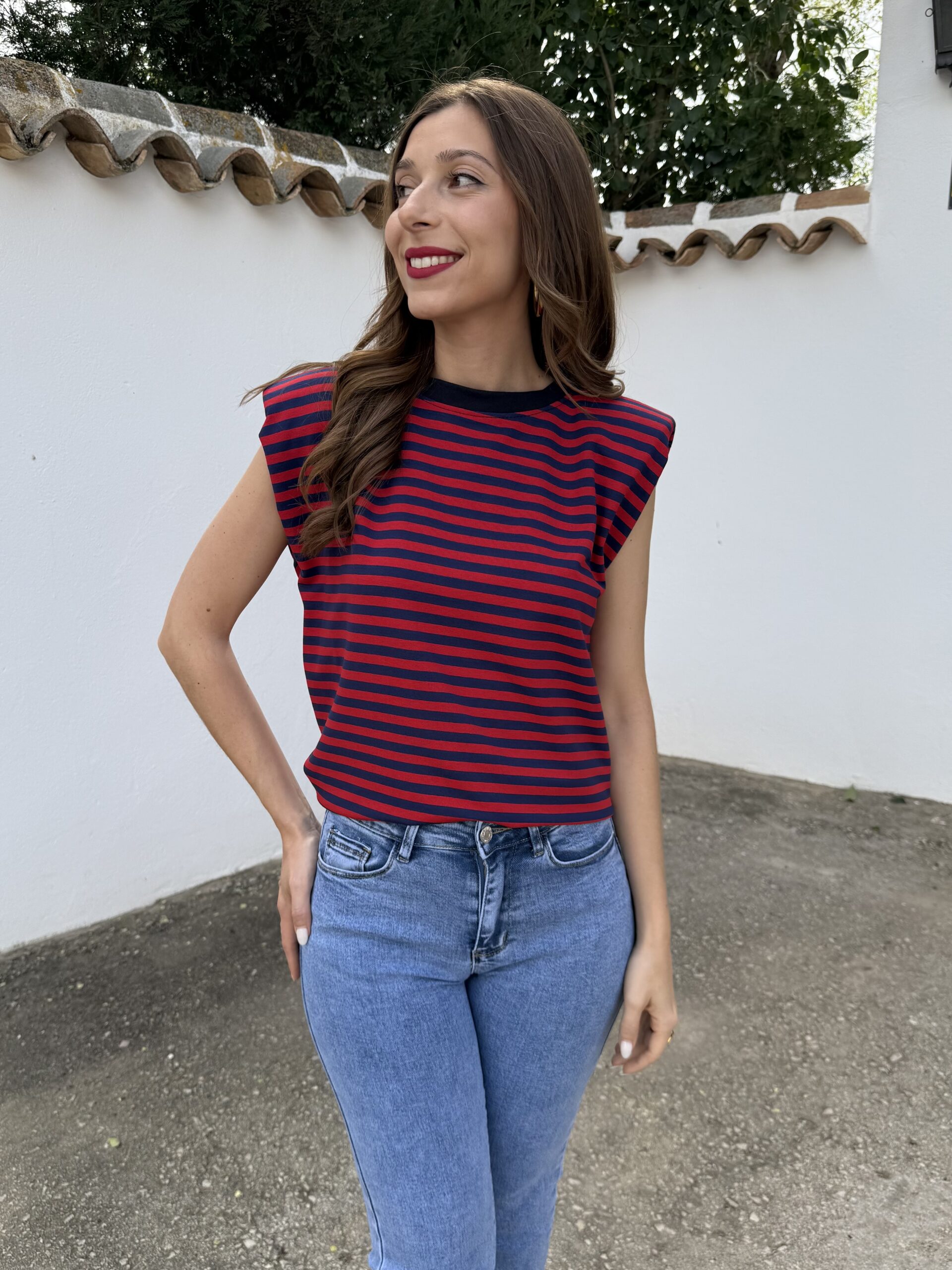 Camiseta Hombreras Rojo/Azul Marino - Imagen 4