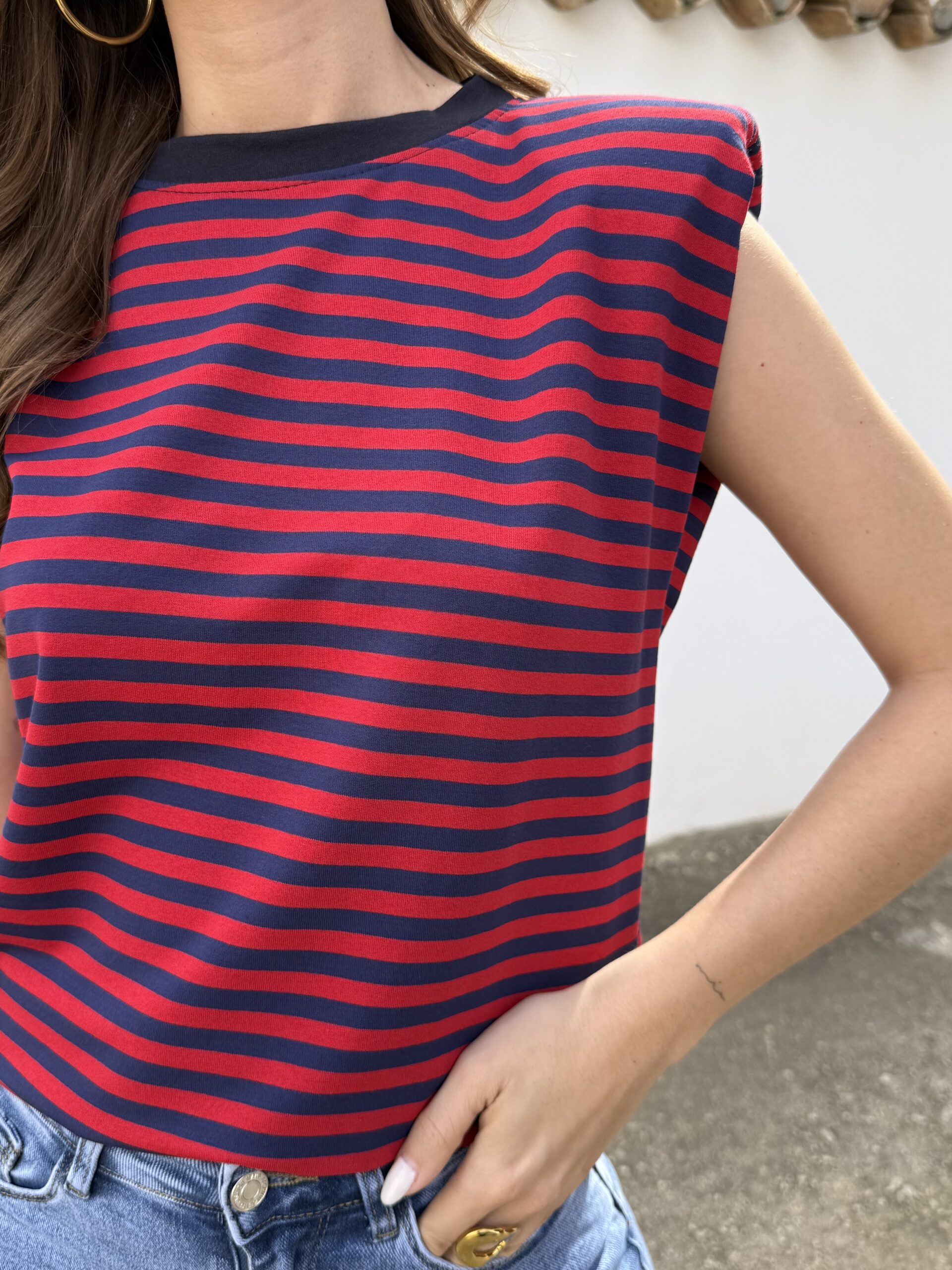 Camiseta Hombreras Rojo/Azul Marino - Imagen 3