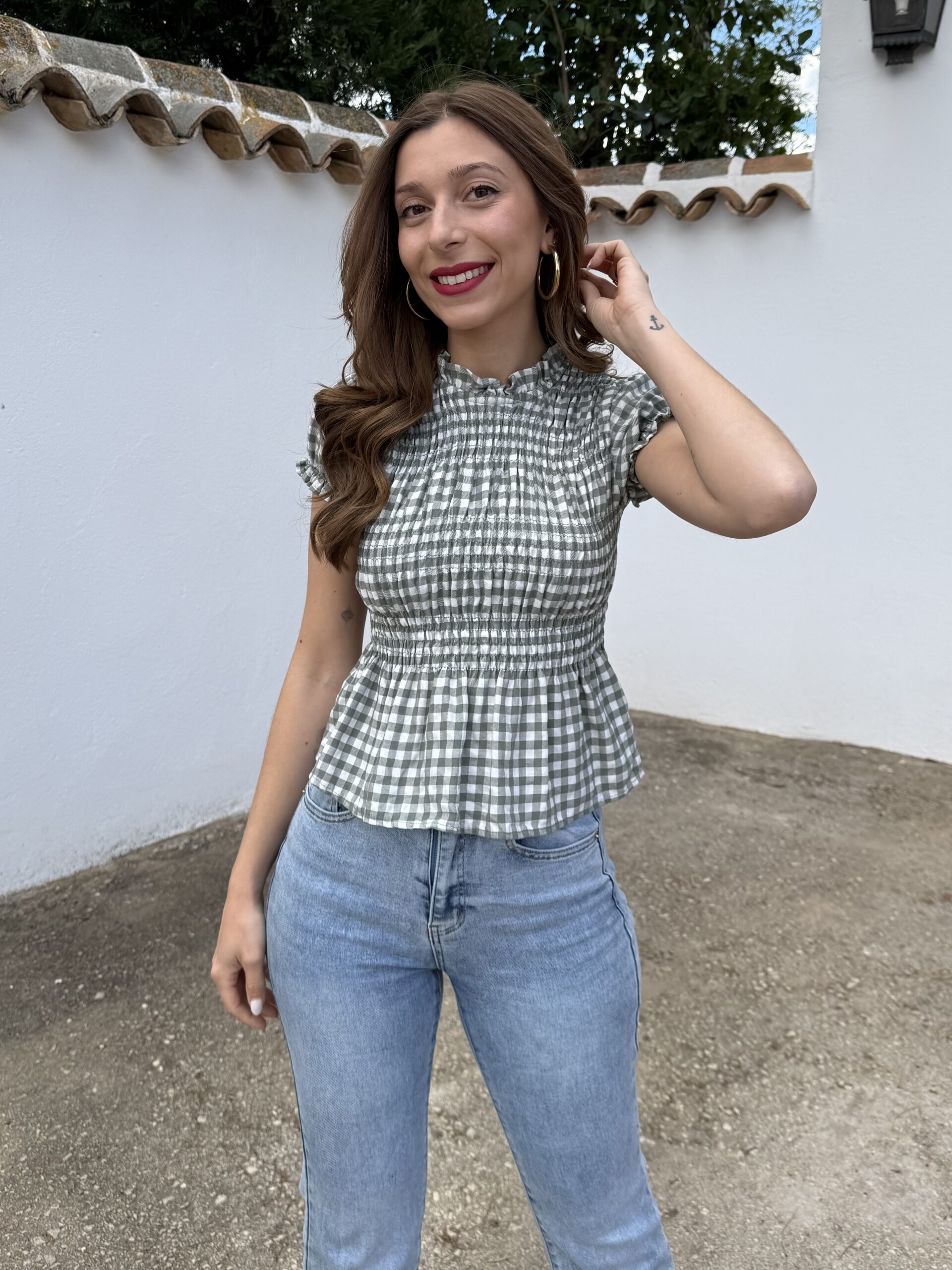 Blusa Panal Vichy Verde - Imagen 3