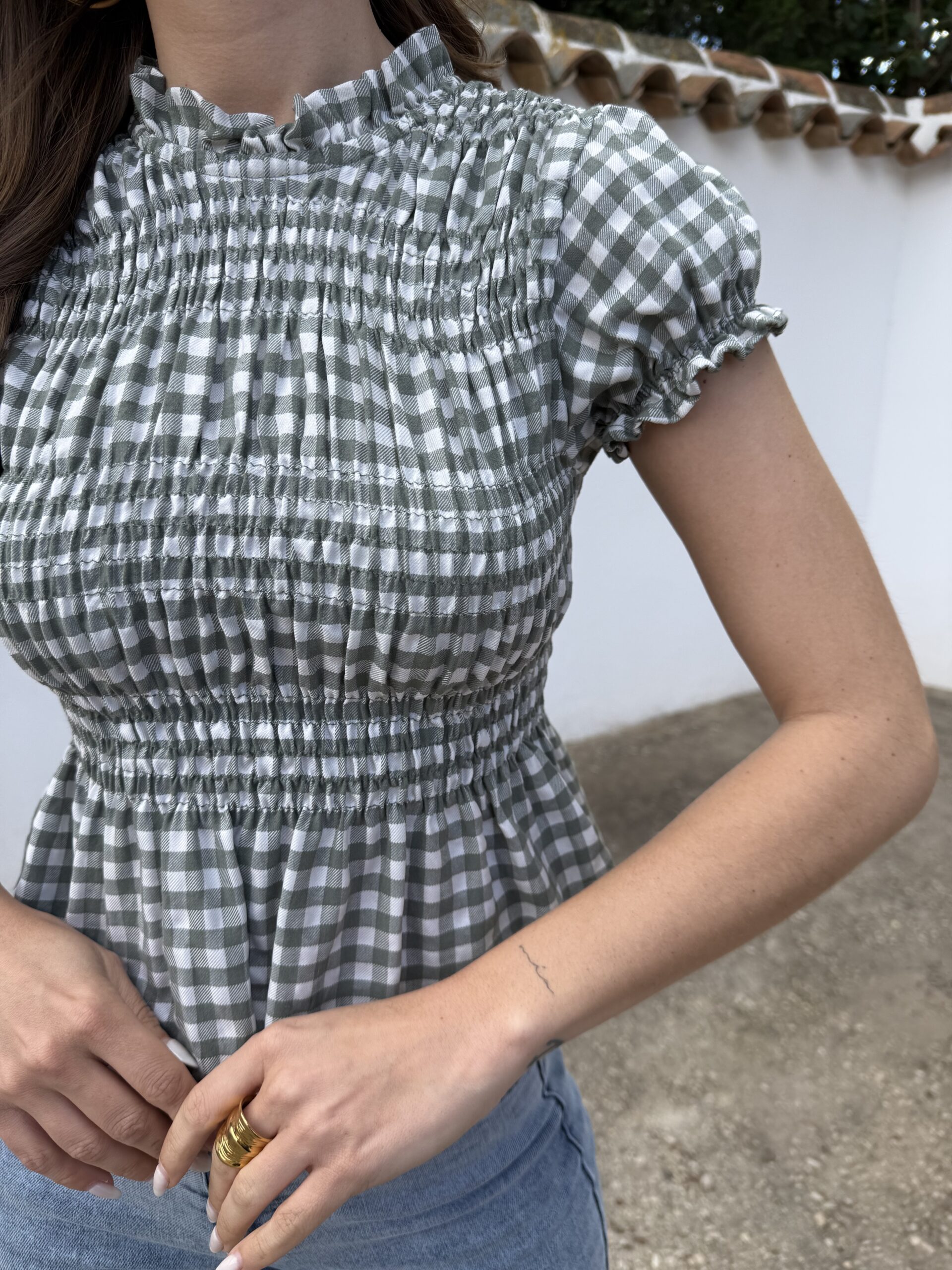 Blusa Panal Vichy Verde