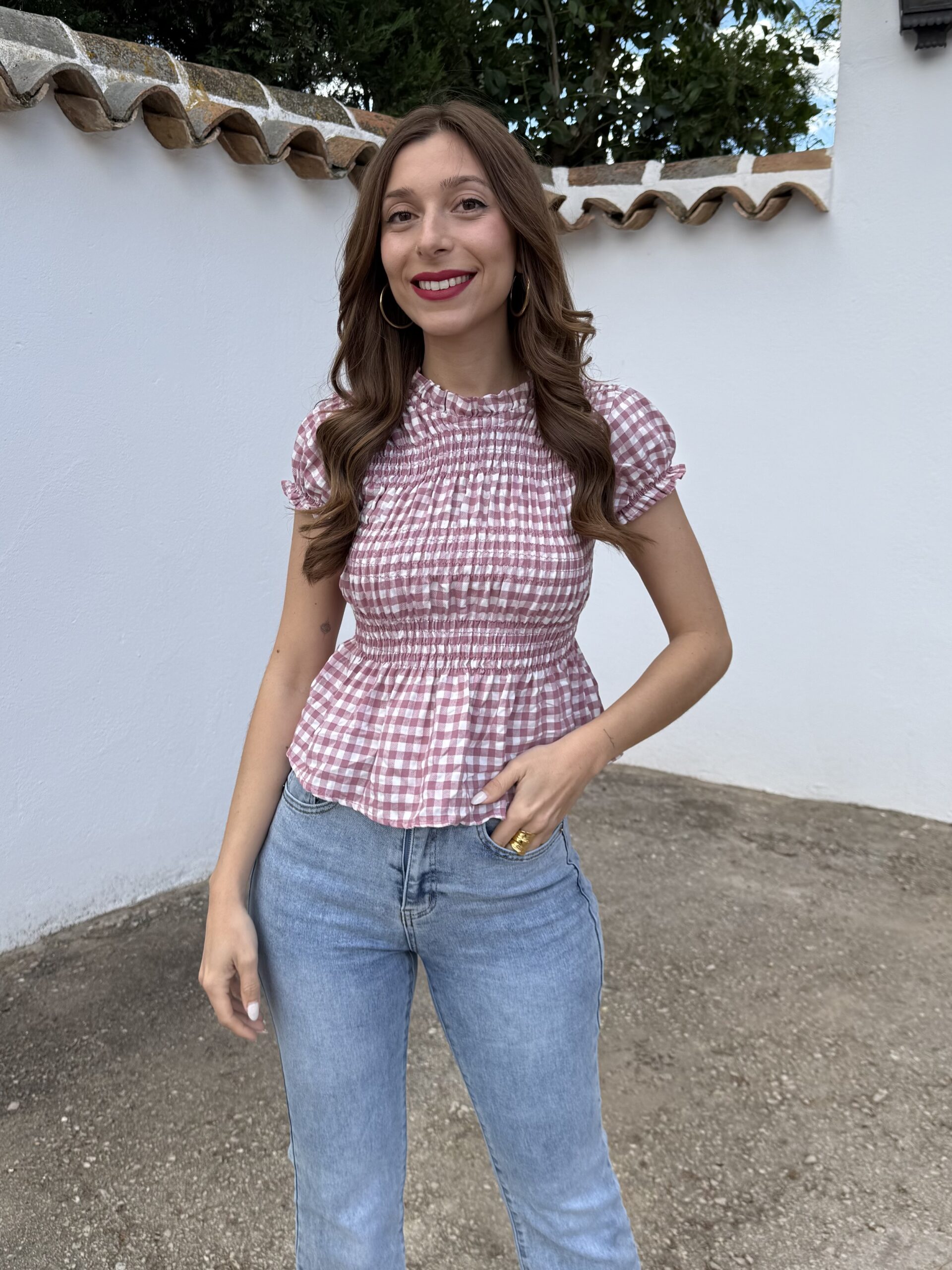 Blusa Panal Vichy Rosa - Imagen 3