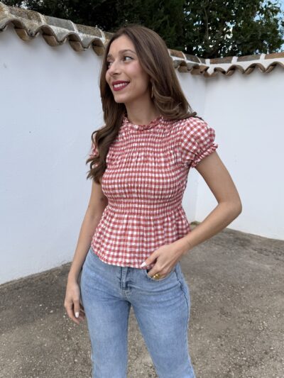 Blusa Panal Vichy Terracota