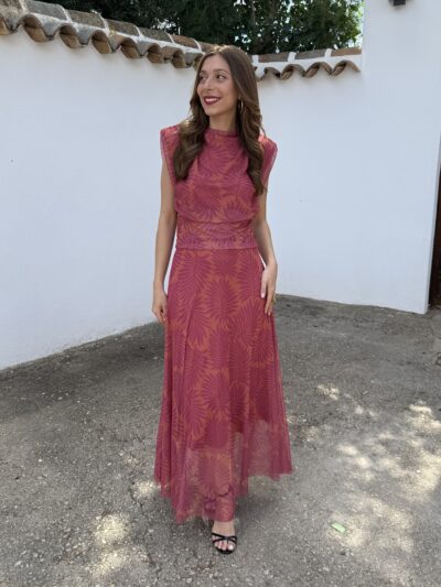 Conjunto Tul Palm Coral