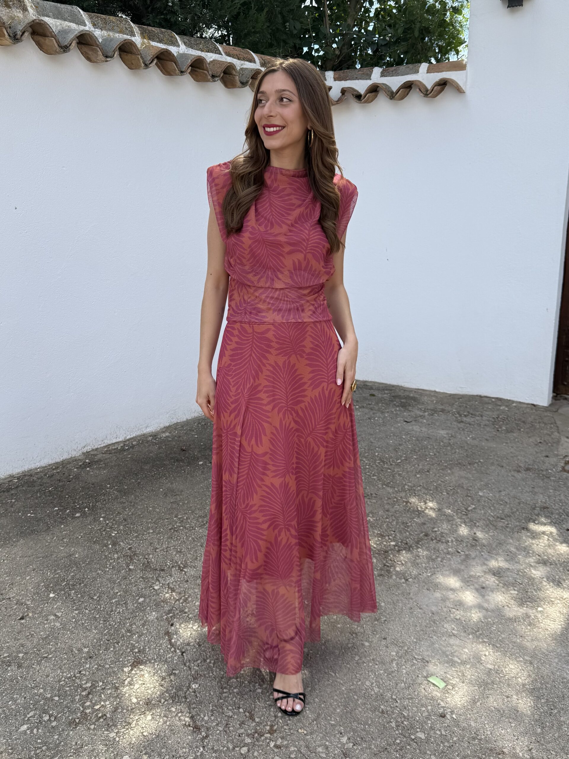 Conjunto Tul Palm Coral