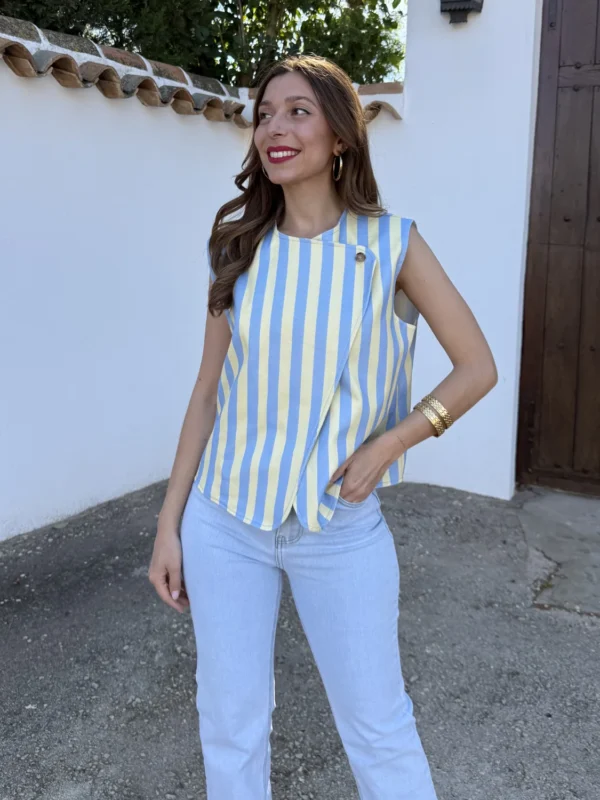 Chaleco Miley Rayas Azul/Amarillo - Talla única