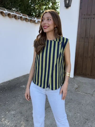 Chaleco Miley Rayas Azul/Verde