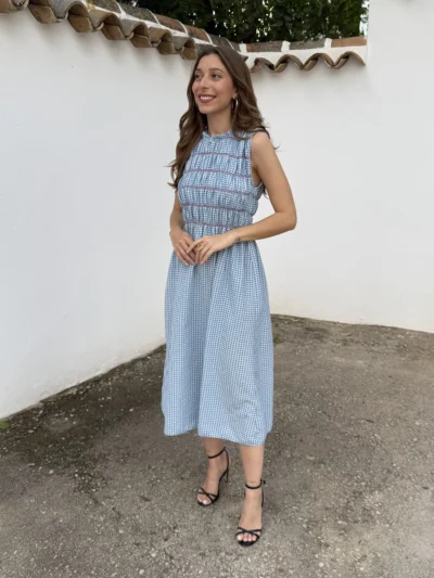 Vestido Vichy Azul Panal