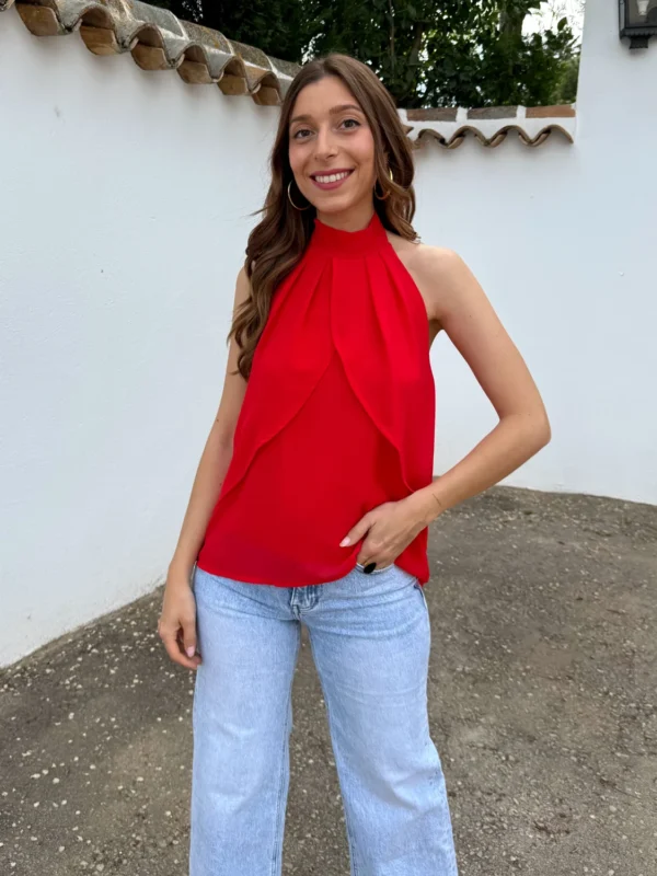 Top Halter Gasa Rojo - Talla única