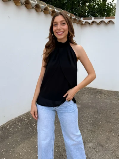 Top Halter Gasa Negro