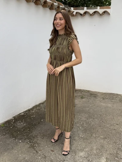 Vestido Marsala Verde/Choco