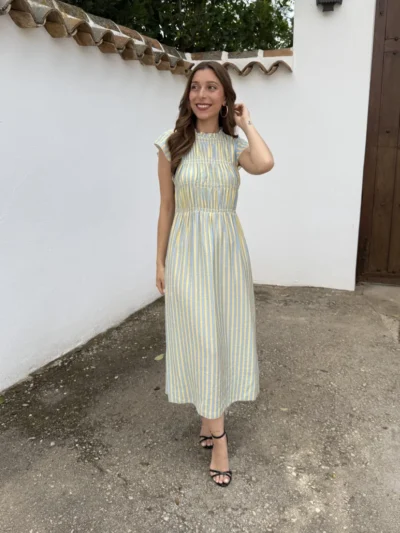 Vestido Marsala Amarillo/Azul