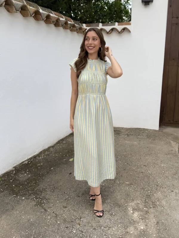 Vestido Marsala Amarillo/Azul