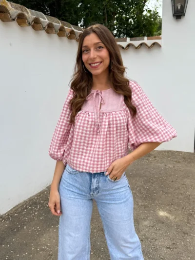 Blusa Vichy Sara Rosa