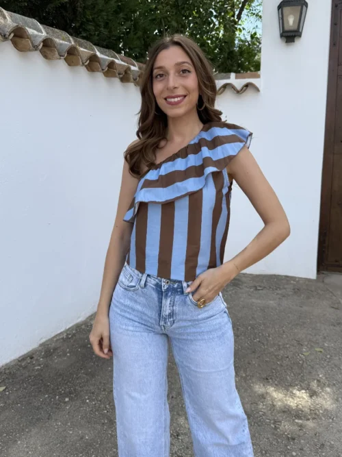 Top Asimétrico Azul - Talla única