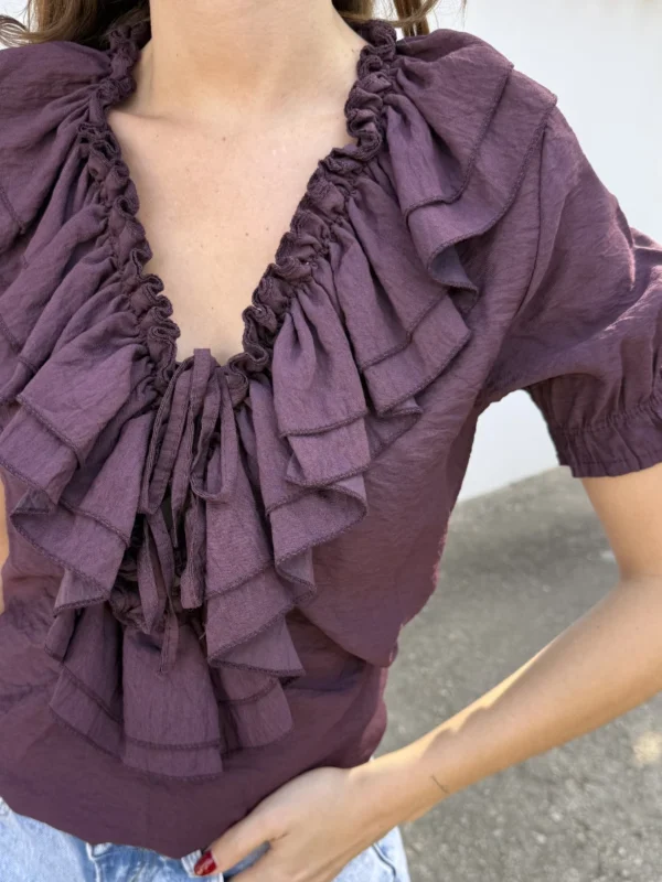 Blusa Volantes Vino
