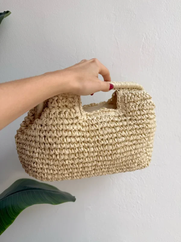 Bolso Rafia Mano Beige