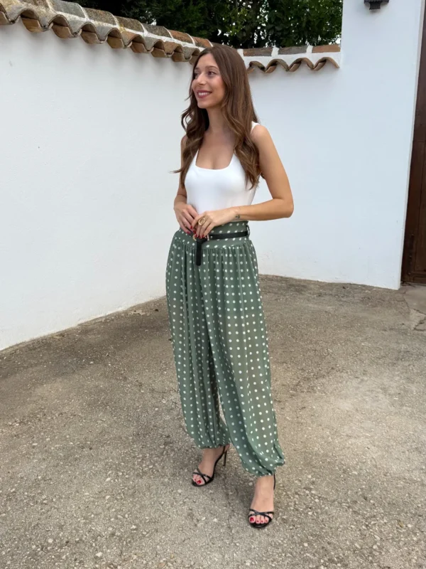 Pantalón Bombacho Gasa Verde