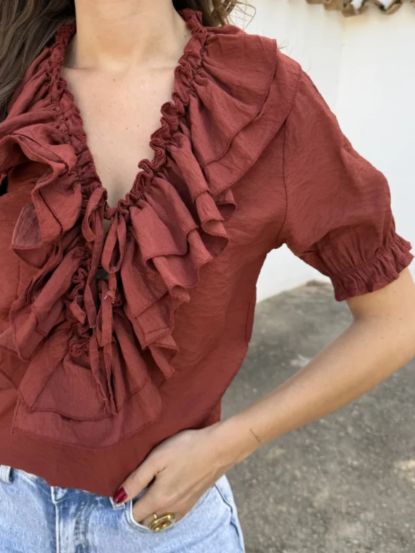 Blusa Volantes Teja