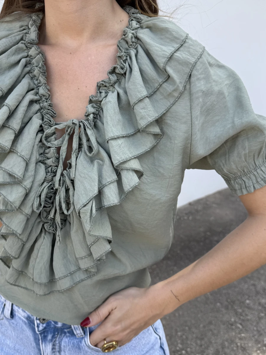 Blusa Volantes Verde - Imagen 2