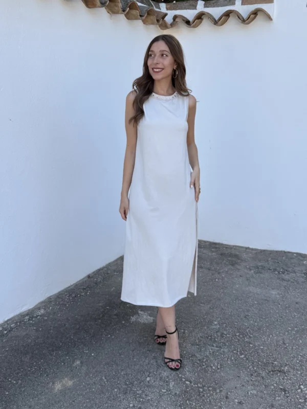 Vestido Tachas Beige
