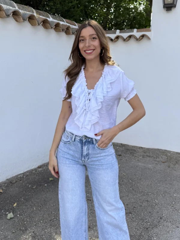 Blusa Volantes Blanco - Talla única