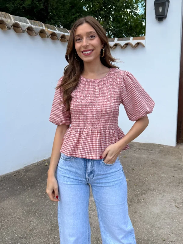 Blusa Farol Vichy Teja - Talla única