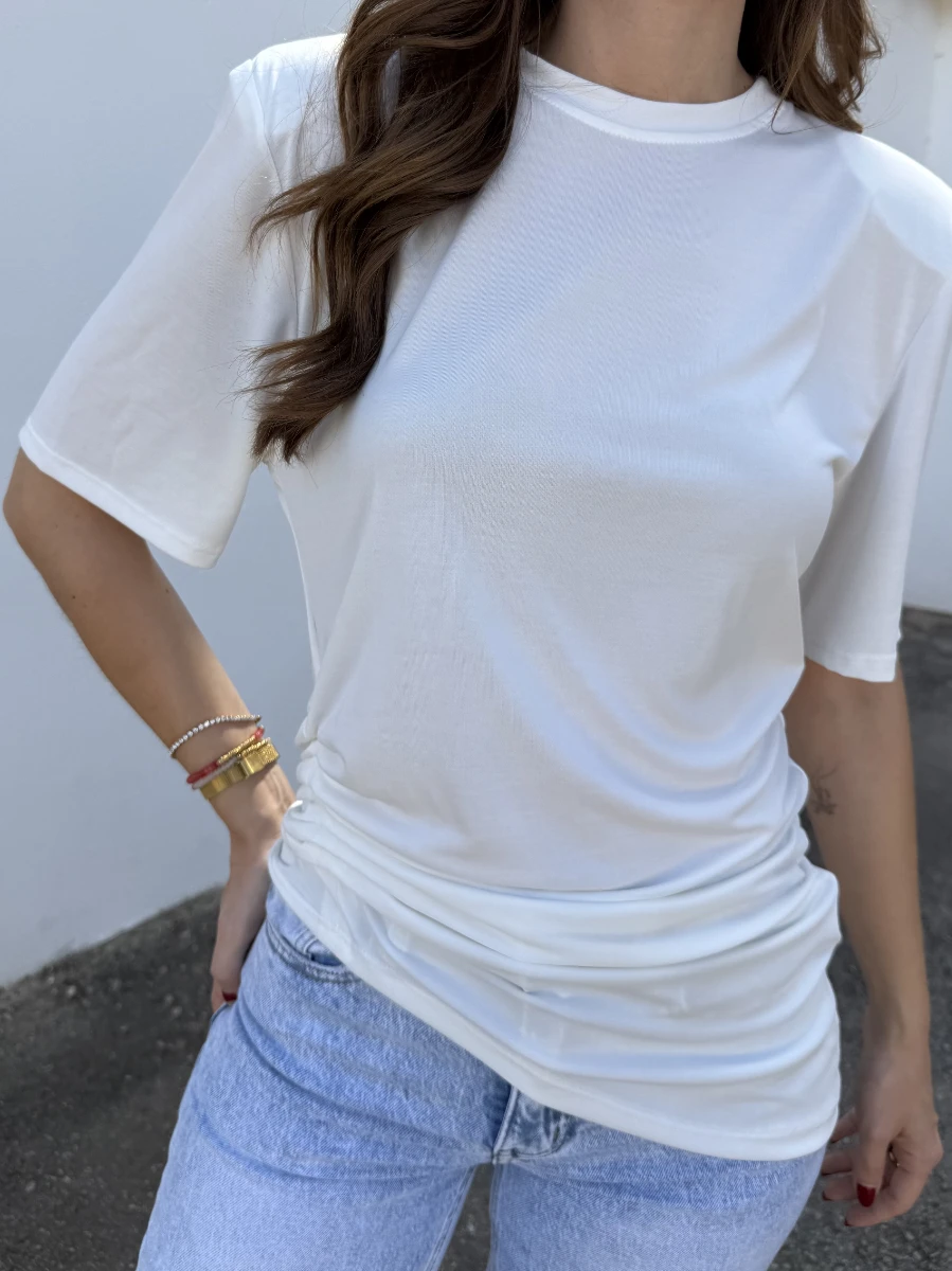Camiseta Frunce Hombreras Blanca - Imagen 2