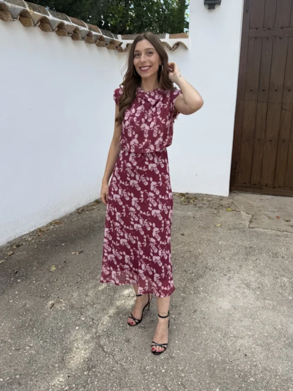 Vestido Gasa Hombreras Rosado - Talla única