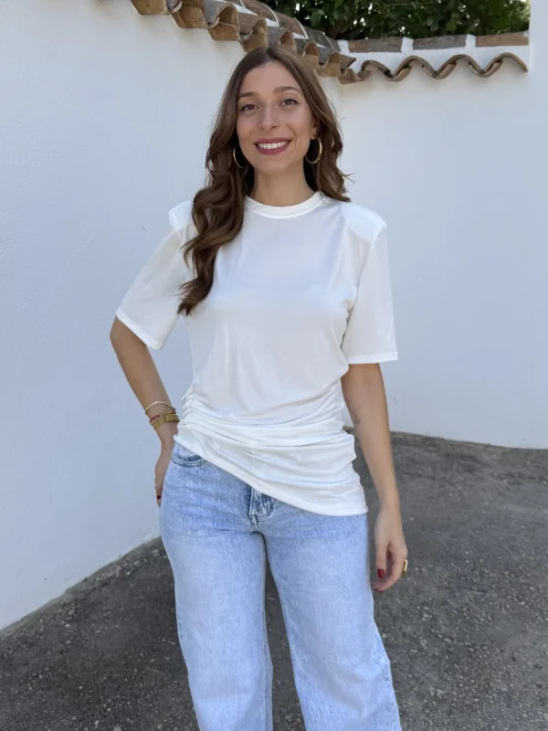 Camiseta Frunce Hombreras Blanca