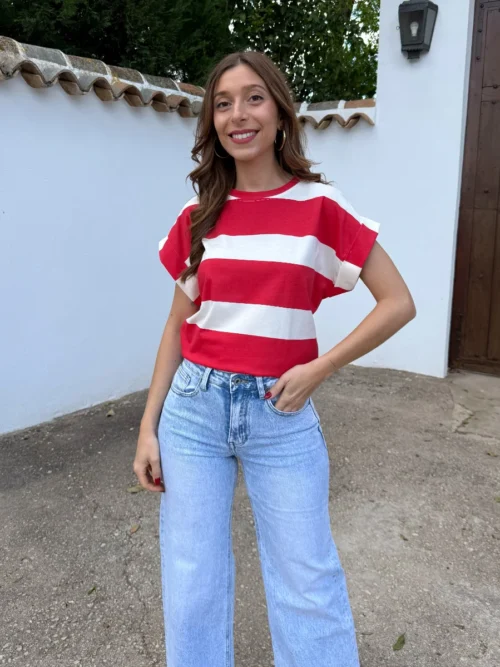 Camiseta Rayas Roja