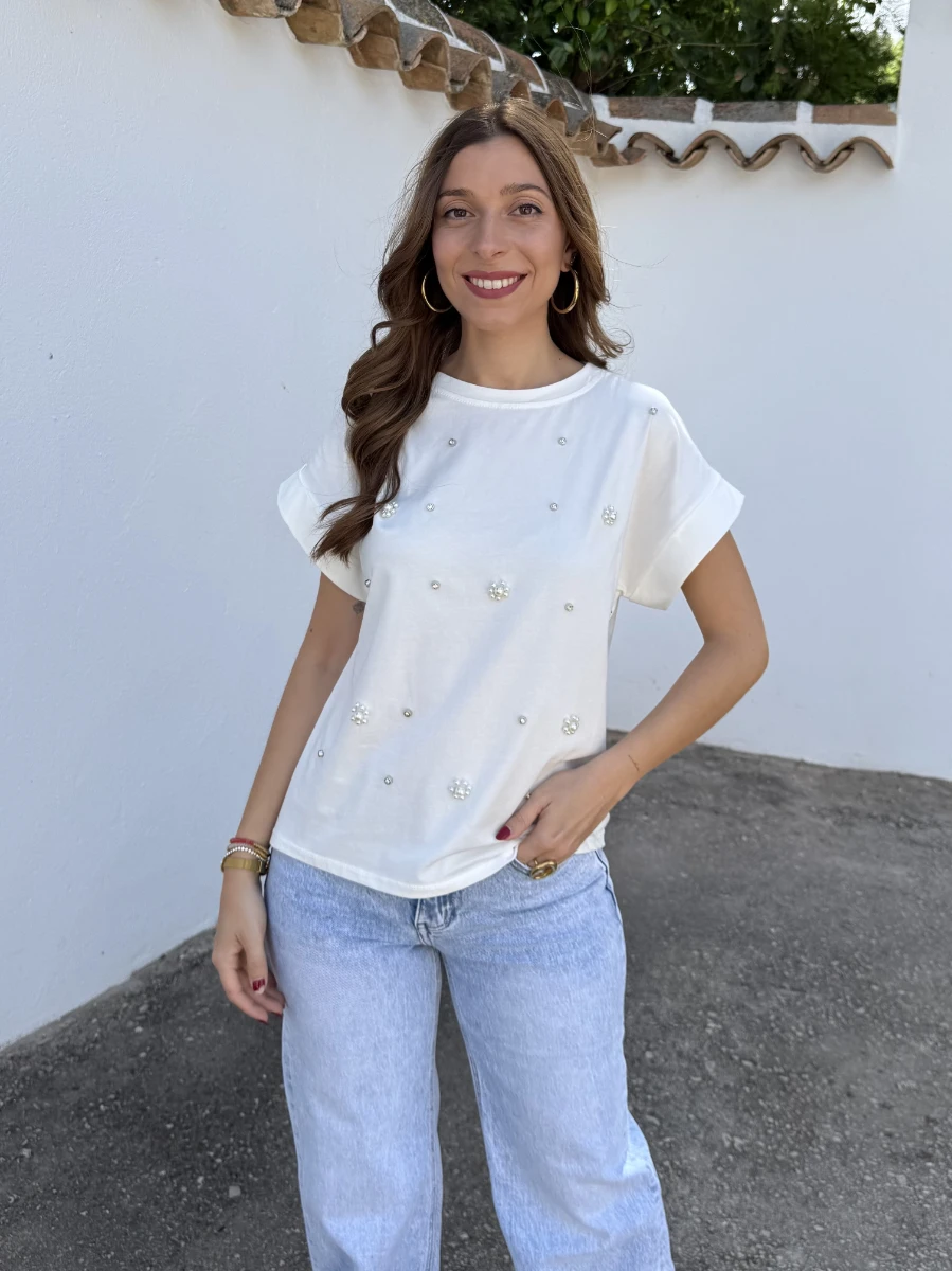 Camiseta Perlitas Blanca - Imagen 2