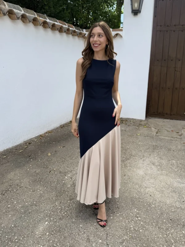 Vestido Combinado Azul