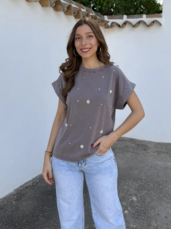 Camiseta Perlitas Taupe