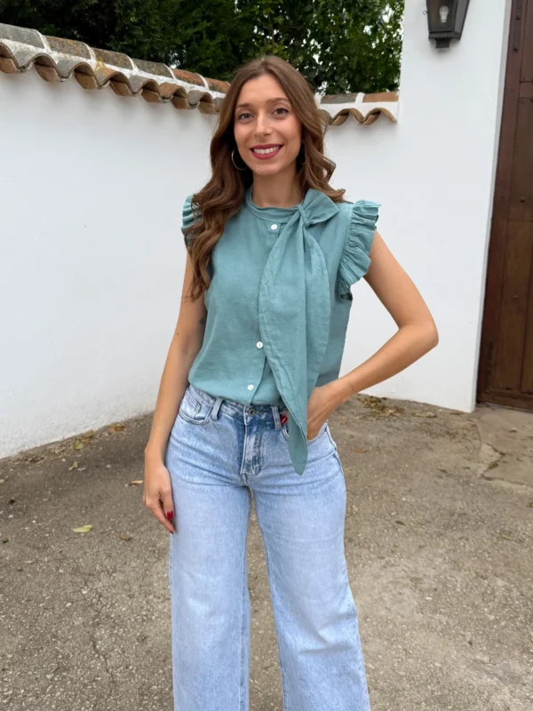 Camisa Turia Lazo Aguamarina