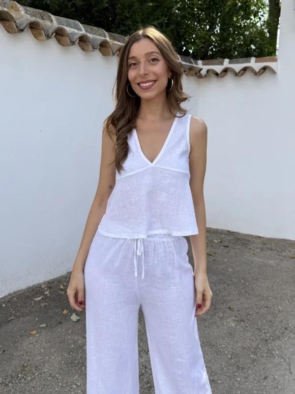 Top Mauri Lino Blanco