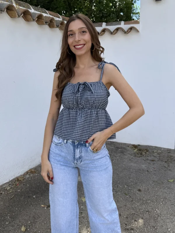 Top Tirantes Vichy Azul