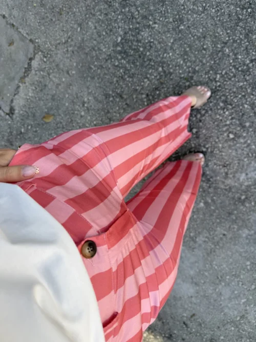 Pantalón Rayas Rosa - S