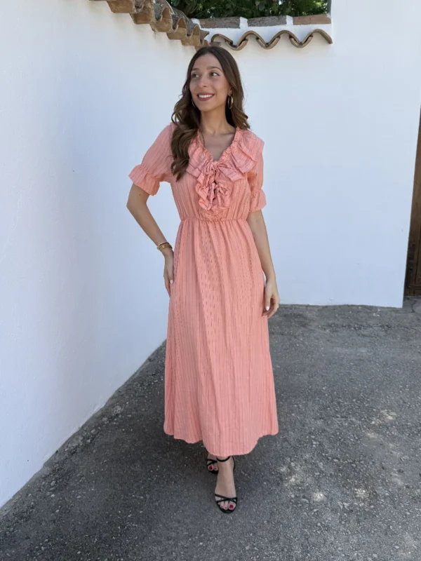 Vestido Celine Rayas Coral