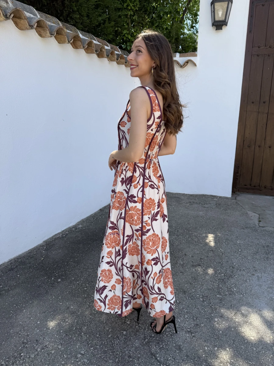 Vestido Rubí Flor Naranja - Imagen 3