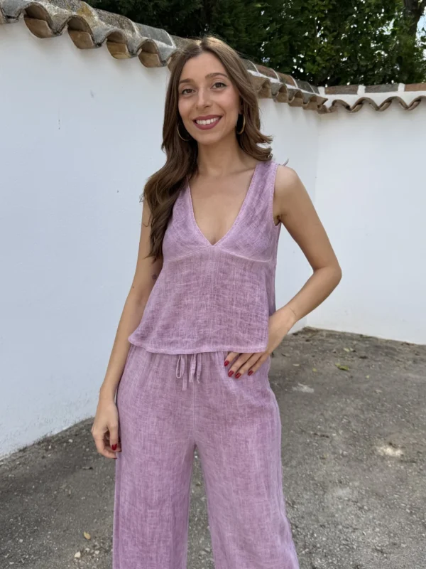 Top Mauri Lino Malva