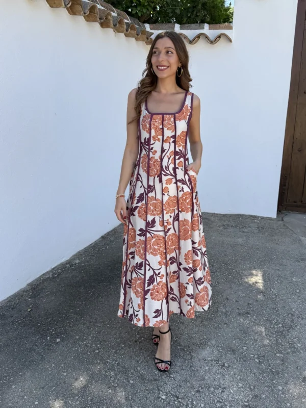Vestido Rubí Flor Naranja