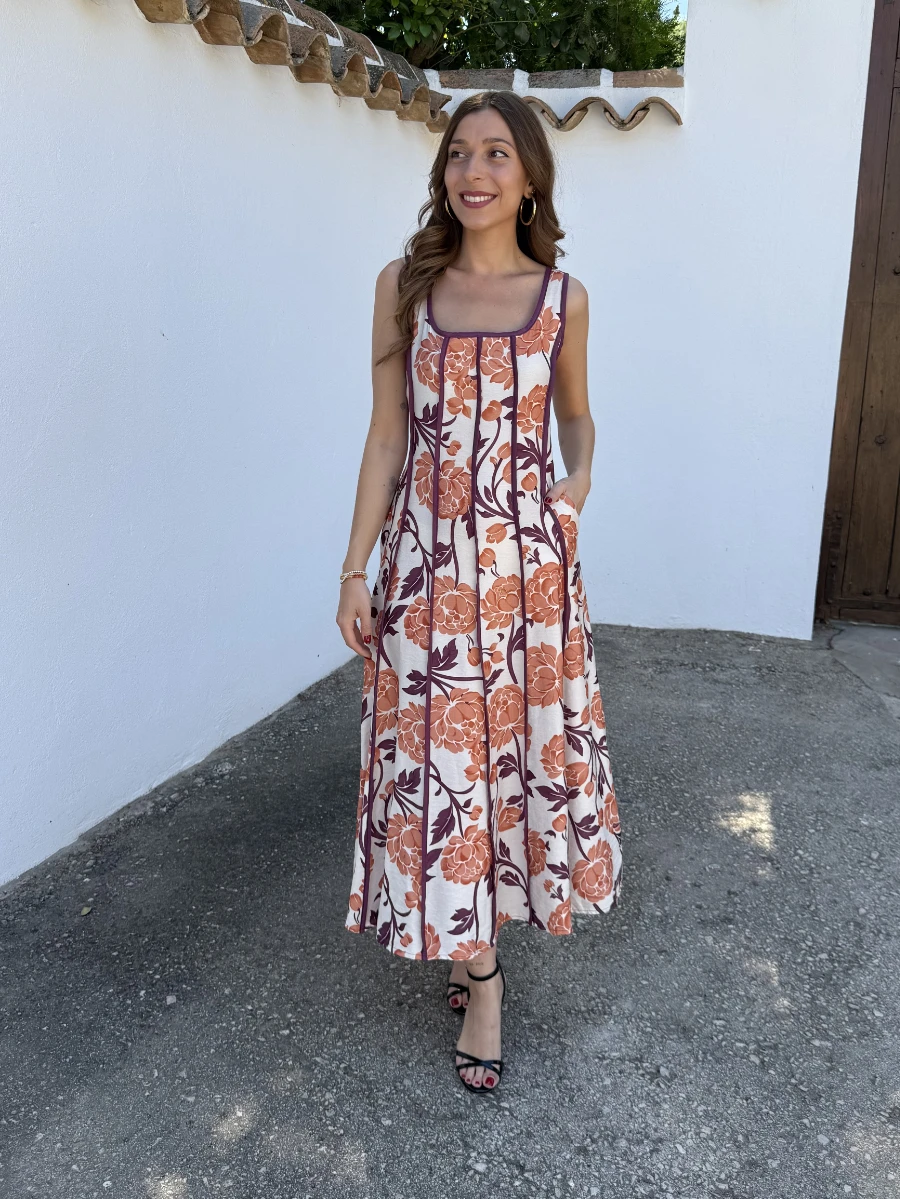 Vestido Rubí Flor Naranja