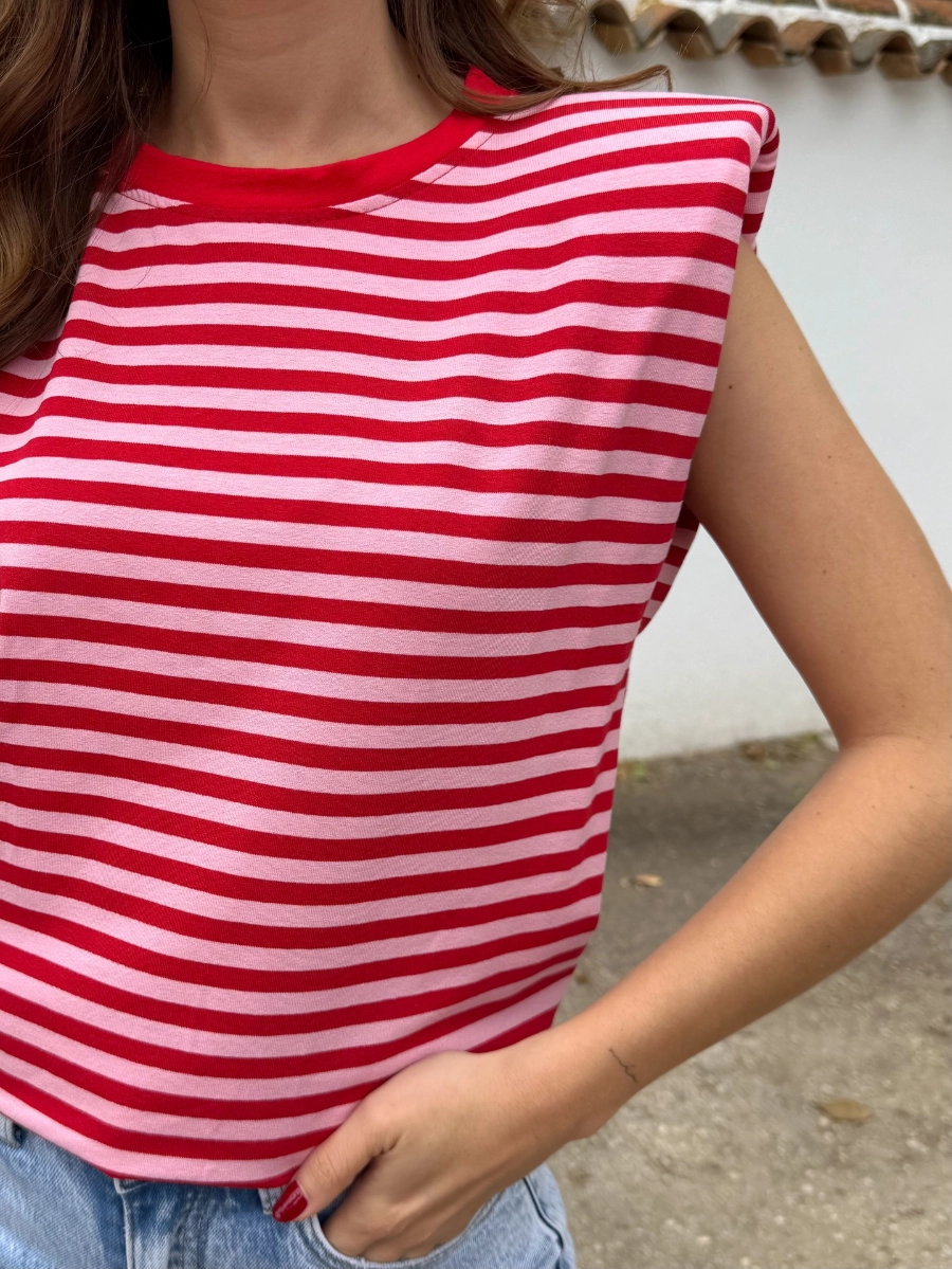 Camiseta Hombreras Rosa/Rojo - Imagen 2