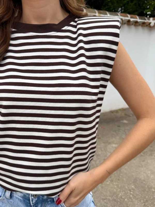 Camiseta Hombreras Choco/Blanco - Talla única