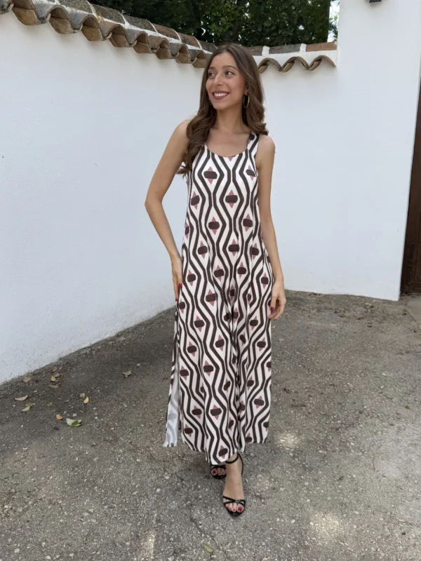 Vestido Licra fría Keyla Marrón - Talla única