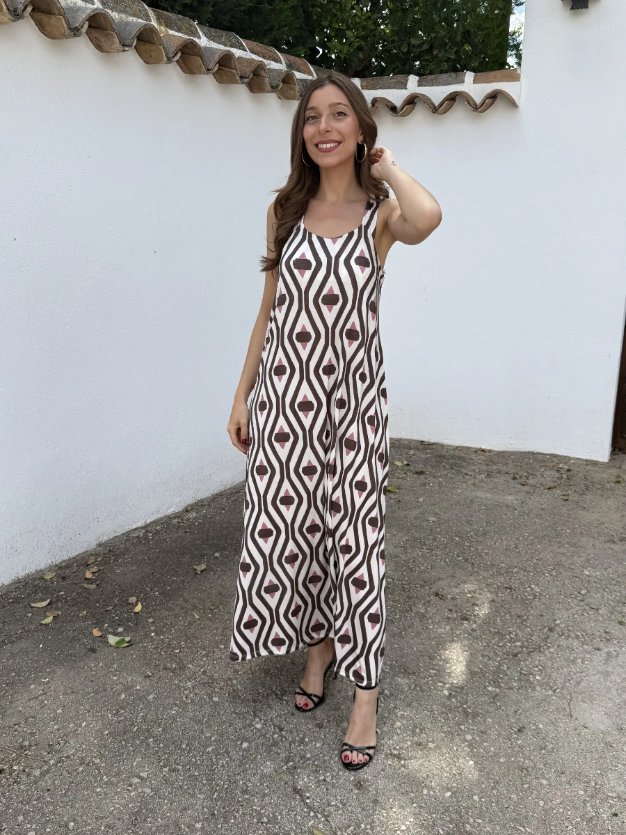 Vestido Licra fría Keyla Marrón - Imagen 3