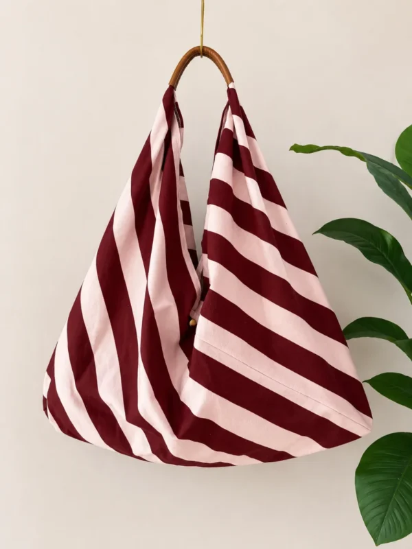 Bolso Tela Rayas Rosa/Burdeos