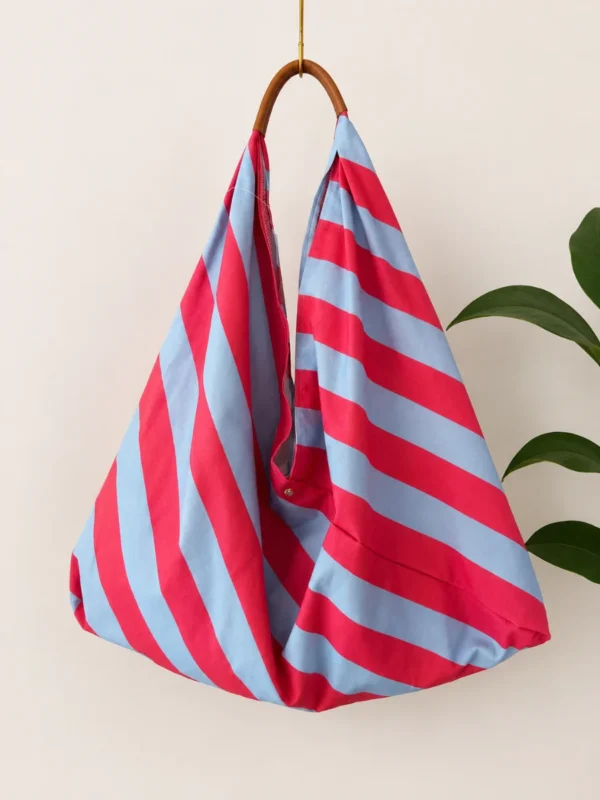 Bolso Tela Rayas Azul/Fucsia